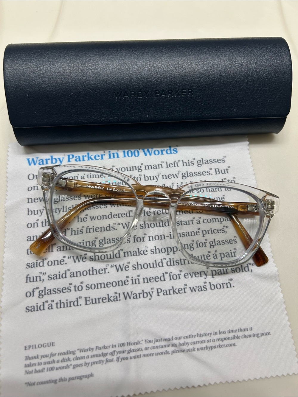 Warby Parker Clear Frame Glasses with Brown Tortoiseshell Temples